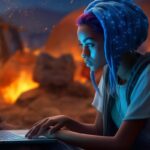 ivankv_Ethiopian_girl_with_hot_blue_hair_working_on_a_laptop_in_46dd37a5-146c-4db8-a13a-d25b75502250 11