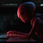 ivankv_Nibiru_Planet_Female_alien_working_on_computer_hot_red_c_a24bf826-27fb-4866-a624-535d6f092a04 11 22