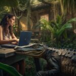 ivankv_Woman_working_on_her_computer_in_the_jungle_next_to_a_ga_4921d3f4-7b12-4d08-b0bd-3426c3cb3dd1 11