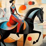 Example 2: /imagine Ballerina on a horse, Picasso artwork style –ar 15:8 –quality 5