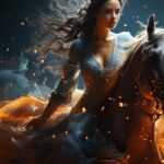 Example 4: /imagine Ballerina is spinning on a horse in water, hot blue, ice cubes, fire, hyper-realistic, photo taken on Nikon, ISO 200, Mars Planet –ar 15:8 –stylize 1000 –quality 5
